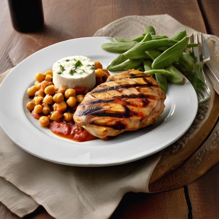 Grilled Chicken with Chickpea Tomato Sauce