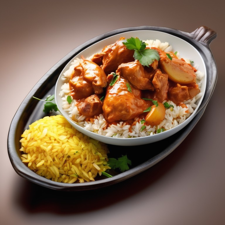 Spicy Butter Chicken with Potato Rice Pilaf