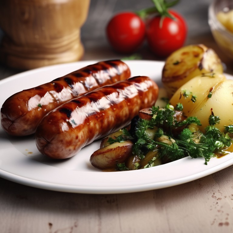 Grilled Sausages with Herbed Potatoes