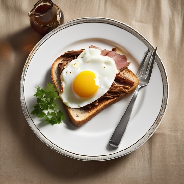 Pulled Pork Toast mit Gouda und Spiegelei