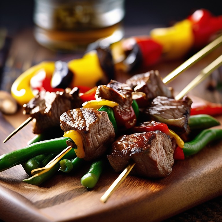 Grilled Paprika Beef Skewers with Sautéed Vegetables