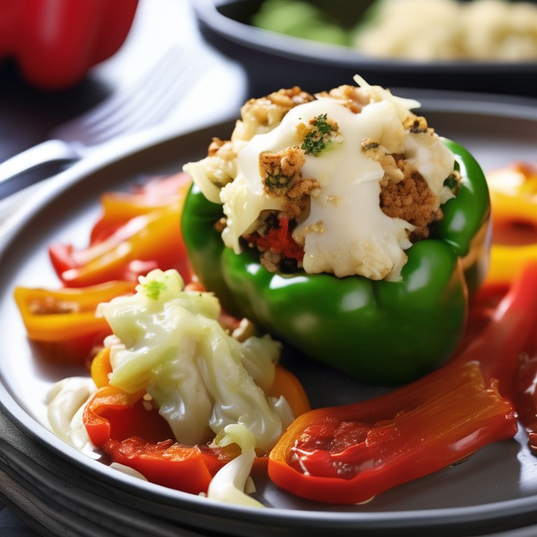 Stuffed Bell Peppers with Cabbage and Cauliflower